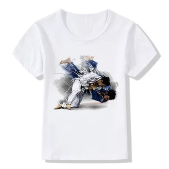 Zēns un Meitene Attīstība džudo Dizaina T-krekli Bērnu Džudo Top Tīsas Bērnu T krekls Vasaras Gadījuma Mīksta, Balta Tee Kreklu,ooo402