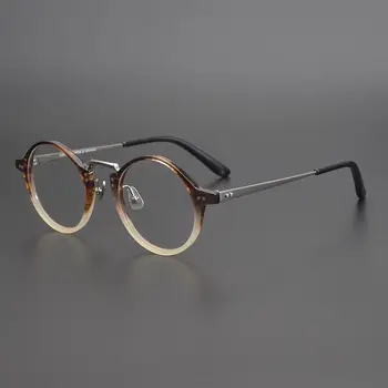 Zīmola Dizainere Augstas Kvalitātes Brilles Rāmis Vīriešu Retro Kārtu Acetāts Titāna Skaidrs, Lēcas, Brilles Sievietēm Recepšu Brilles