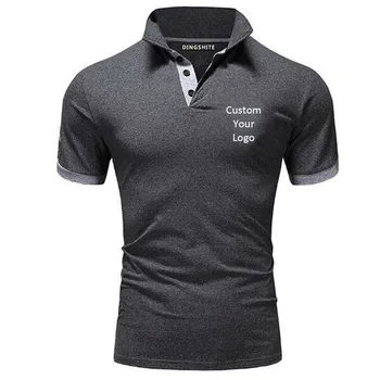 Zīmola Pasūtījuma Logo Vasaras Polo Krekls Vīriešiem Īsām Piedurknēm Biznesa Modes Casual Slim Elpojošs T Kreklu Apdruka Vīriešu Apģērbs Pasūtījuma Logo