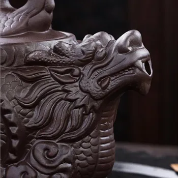 Ķīniešu Keramikas Tējkanna Pot 500ml Pūķis Tetera Autentisks Liela Kapacitāte Violetā Māla Kung Fu Tējkanna Tējas Komplekts Tējkannas Radošo Dāvanu